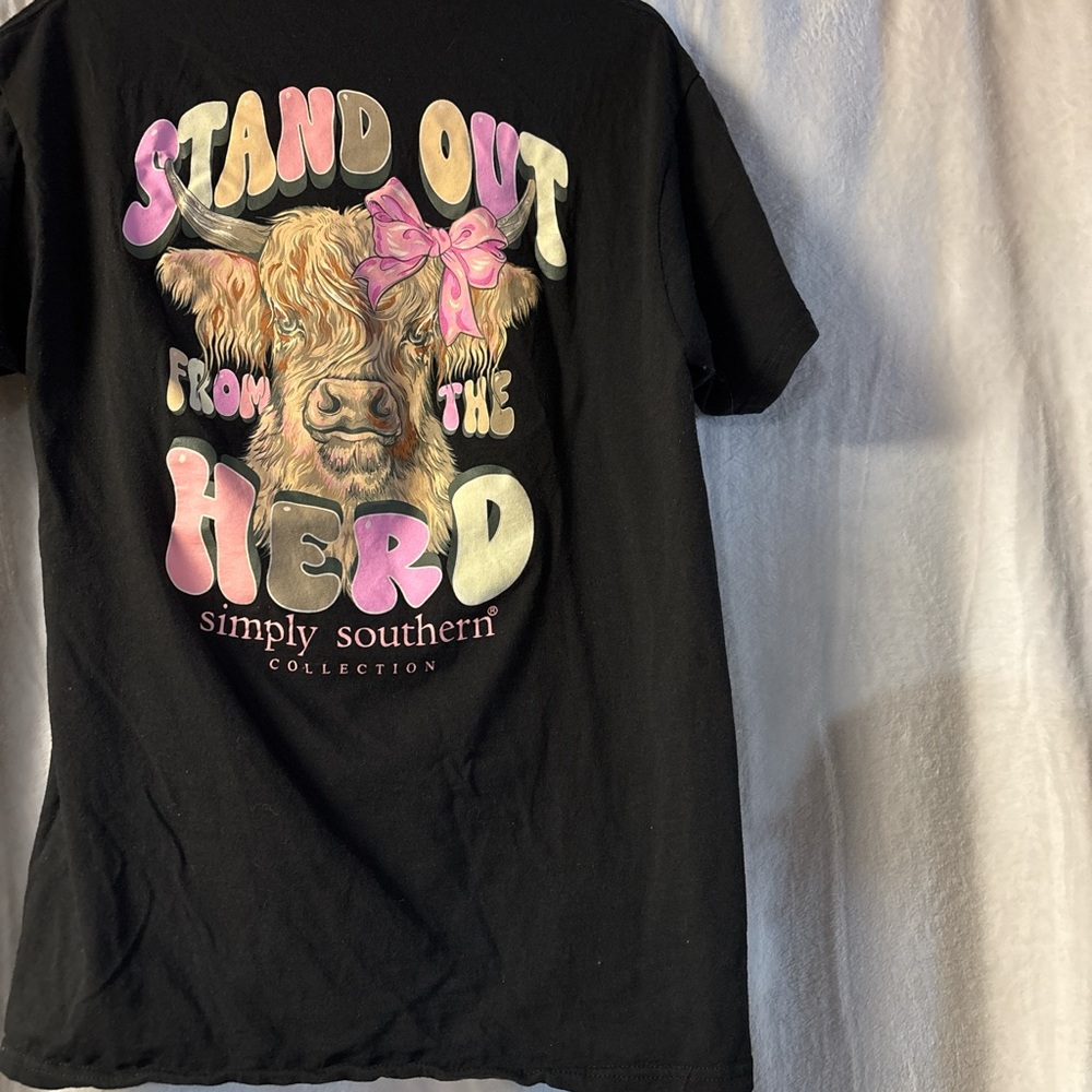 Simply Southern Black Tee with Pink and Cream Accents